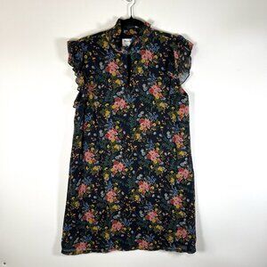 Madewell x Mix No 6 Size 8‎ Black Silk Beacon Dress in Garden Bouquet Floral